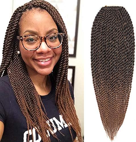 Befunny 8Packs 14" Senegalese Twist Crochet Hair Two Tone Mixed Black/Brown Crochet Twist Braids Small Crochet Twist Braiding Hair Mini Crotchet Twists Hairstyle For Black Women 20strands/pack(14", T1B/30#)