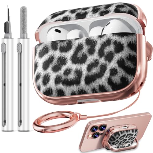 Image of Inesore for AirPods Pro 3 Case Cover 2025 with Lock-Black Jaguar | Two-Piece Design,with Gold Keychain & Clean Pen, As Phone Stand,Support Wireless Charging,Cute Luxury Case for Women Girly