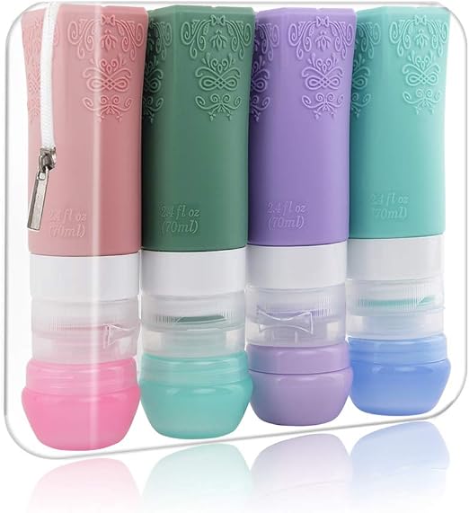 11 Pièces Flacons De Voyage En Silicone - Bouteilles Rechargeables Anti-Fuite Avec Sac Transparent Pour Cosmétiques Et Crème Solaire