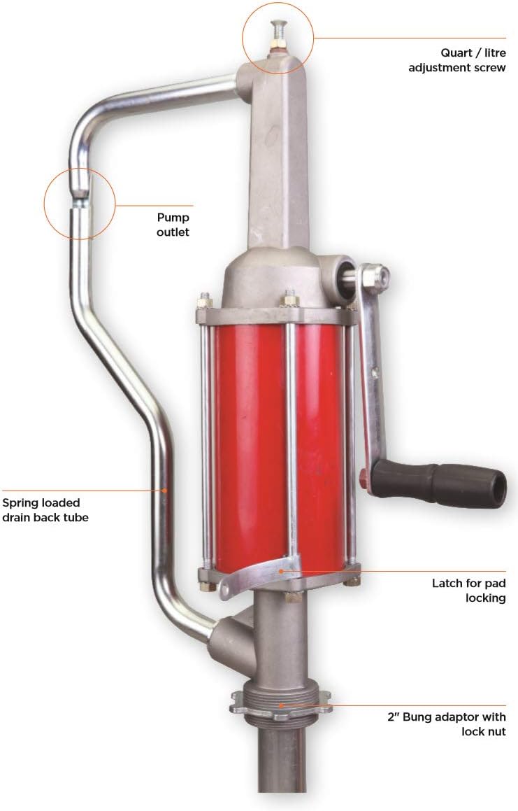 Groz 44187 Quart Stroke Hand Pump, Telescoping Suction Pipe, Oil, Diesel, Kerosene Fuel Pump