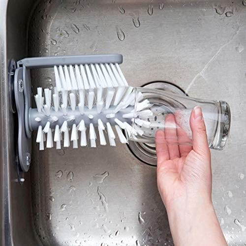 keskriva Silicone Glass Bottle Cleaning Brush | Brush-up Creative in-Sink red Wine Glasses Cleaning Brush with Silicone Suction Cup Mugs Bottles Glass Crockery Glassware
