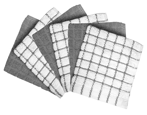 Image of Bumble Dish Cloths (6 Pack) | 12 inch x 12 inch | 100% Cotton Kitchen Towels | 405 GSM | Soft, Highly Absorbent & Durable Dish Towels for Kitchen | Gray