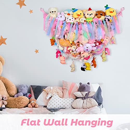 Unicorn Castle Stuffed Animals Hammock Net Toy Storage Organizer, Stuffed Animals Storage Toy Holder Boho Wall Hanging Décor For Nursery Kids Play Room Bedroom,Pink #TOP1