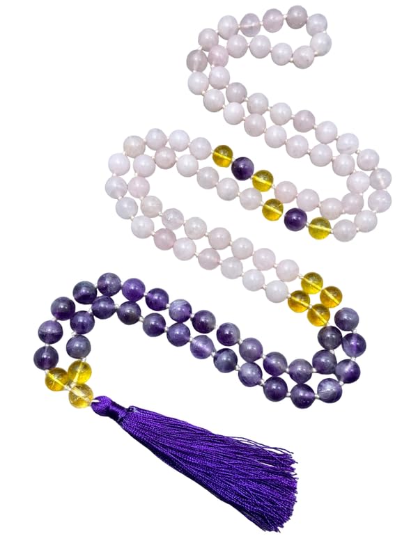 Collier Mala prière en améthyste naturelle idée cadeau spirituel