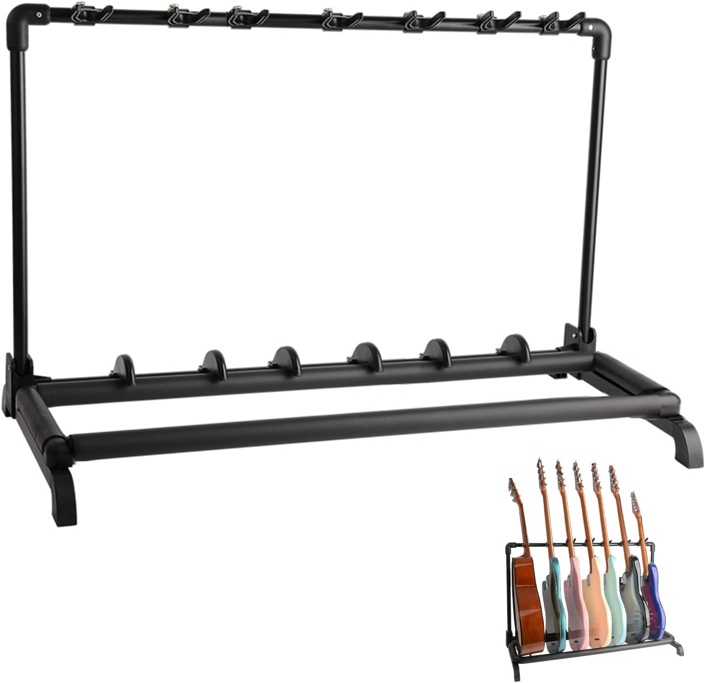 GHOSTFIRE 7 Multi-Guitar Stand Folding Display Rack Black Guitar Display Holder Fit Guitar/Bass/Acoustic (GHS-7)