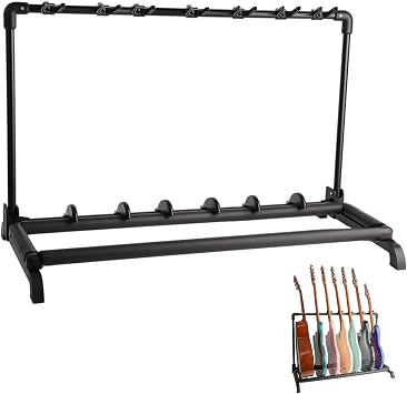 GHOSTFIRE 7 Multi-Guitar Stand Folding Display Rack Black Guitar Display Holder Fit Guitar/Bass/Acoustic GHS-7