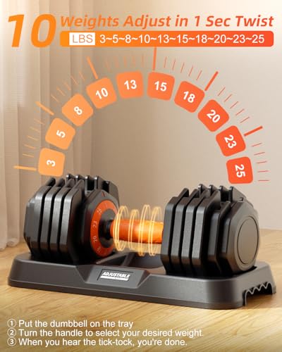 WLR 25 lb Adjustable Dumbbells (3–25 lb Pair, Quick-Dial) — view 8