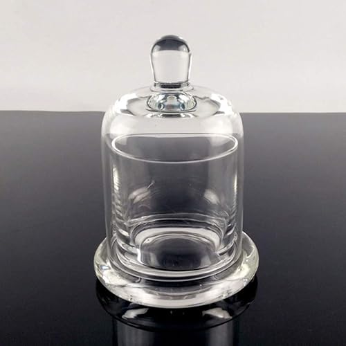 Miniatura 3 de 2 juegos de portavelas de vidrio con cúpula Cloche tarro de vidrio transparente vitrina de mesa Mini soporte para tartas vintage candelita de vidrio