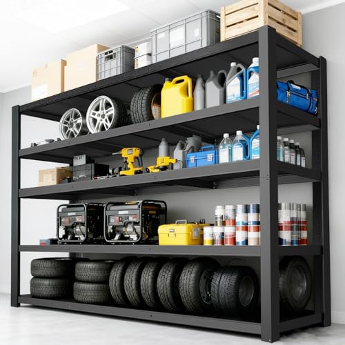 ZEUKMXOO Storage Shelves Heavy Duty, Garage Shelving, 3050LBS Metal Industrial Shelving, 5-Tier Garage Shelves, Adjustable Storage Rack for Warehouses. (24