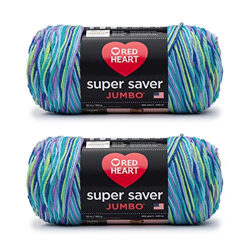 Image of Red Heart Super Saver Jumbo Wildflower Yarn - 2 Pack of 283g /10oz - Acrylic - 4 Medium (Worsted) - 482 Yards - Knitting /Crochet