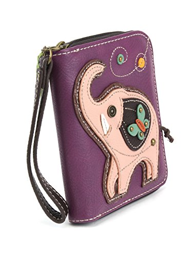 Charming Chala Wallet Credit Cards Coins Wristlet (Purple Elephant)3