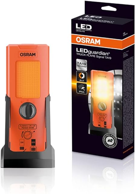 OSRAM LEDguardian TRUCK FLARE Signal TA19, Luce di Emergenza LED per Camion, Autobus, Veicoli con un Peso Totale  3.5 t, LEDSL103, 1 Torcia