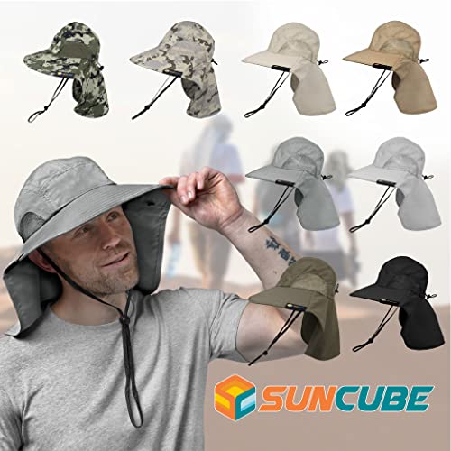 Sun Cube Wide Brim Sun Hat With Neck Flap, Fishing Hiking For Men Women Safari, Neck Cover For Outdoor Sun Protection Upf50+ | Beige Cream #TOP7