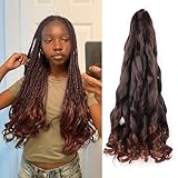 French Curl Braiding Hair 20 Inch Curly Braiding Hair Pre Stretched 8 Packs French Curl Crochet Braids for Box Braids with Curly Ends for Black Women (T33)