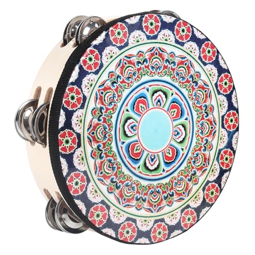 Tambourines Musical Instrument Handheld Drum: Tambourines for Adults Church 8 Inch Double Row Metal Jingles - Percussion Wooden Tambourine for Dance Wedding Party (8 inch)