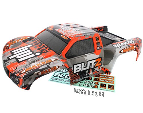 HPI 1/10 Blitz * SKORPION WHITE & ORANGE BODY, DECALS & BODY CLIPS * flux post