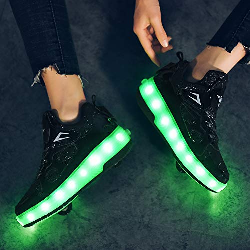 Ylllu Kids Led Usb Charging Roller Skate Shoes With Wheel Shoes Light Up Roller Shoes Rechargeable Roller Sneakers For Girls Boys Children（1.5 Little Kid thumb #11