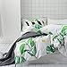 MKXI Botanical Duvet Cover for Children White Green Floral Kids Bedding Queen Bed Set Soft Breathable Bed Duvet Quilt Cover Cotton Tropical Leaves Print