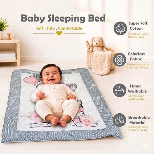 Image of Infantbond New Born Baby Cotton Baby Bed | Godari | Toddlers Bed | Baby Bedding |Baby Mattress | Cradle Bed | Multi-Color (diggi)