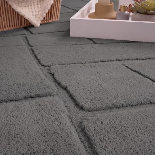 Paco Home Teppich Wohnzimmer Schlafzimmer Hochflor Skandinavisch Boho Optik Geometrisch Abstrakt Einfarbig Flauschig 3D Anthrazit… – Ansicht 3