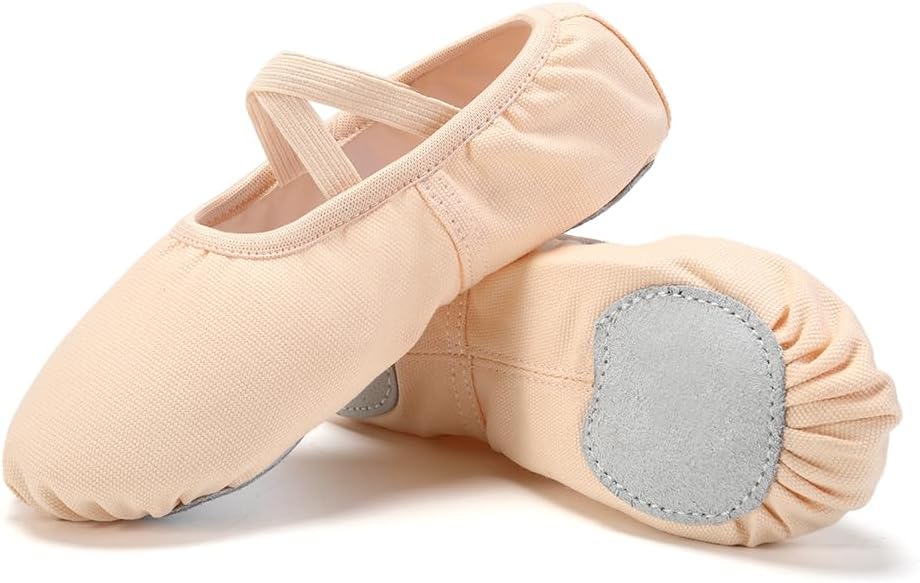 HIPPOSEUS Ballet Dance Shoes for Girls (Toddler/Little/Big Kid) Canvas Ballet Slippers Split Sole Ballet Flats