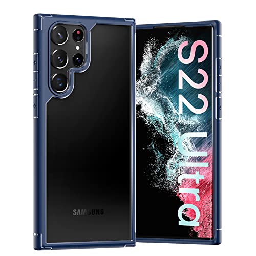 Image of TOCOL for Samsung Galaxy S22 Ultra Case, Translucent Matte Hard Back [Military Grade Shockproof] [Anti-Scratch & Anti-Fingerprint] Slim Fit Protective Cover for Galaxy S22 Ultra Case 6.8'', Navy Blue