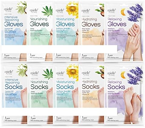 epielle New Moisturizing Socks and Gloves for Hand and Foot Care | Assorted 10 Pairs (5 Gloves & 5 Socks) Mothers Day Gifts