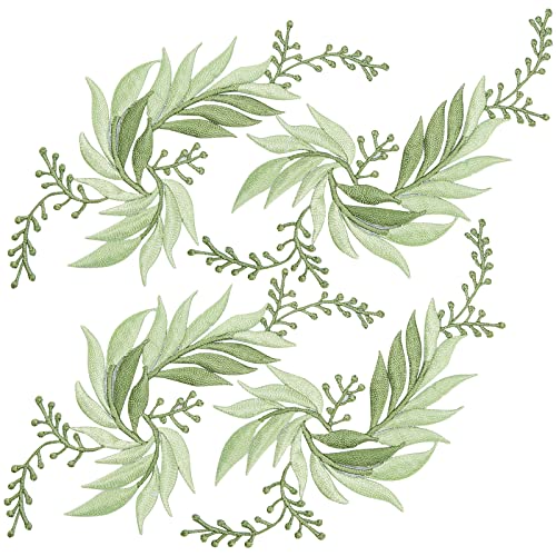 GORGECRAFT 2 par 4 piezas Parches Bordados Hojas de Hierro Flores Apliques de Encaje Flores Naturaleza Parches Adecuados para Ropa Vestido Sombrero Pantalones Costura (Verde Mar Oscuro)
