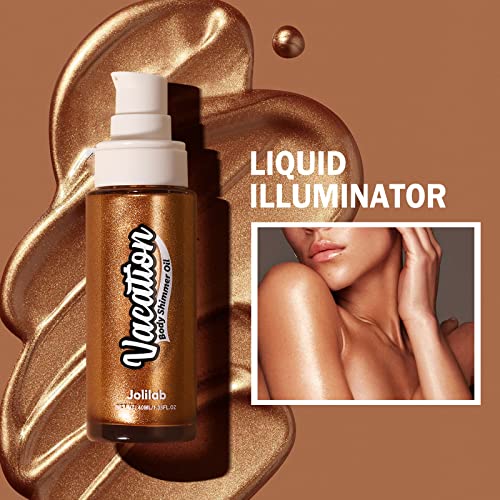 Body Highlighter Luminizer Liquid Illuminator Body Face Radiance Glow Effect Natural Shimmer Finish Smooth Cream High Glossy, Face Highlighter Bronzer Makeup, Lightweight Blendable, Cruelty-Free (#03 Powdered Gold) #TOP6