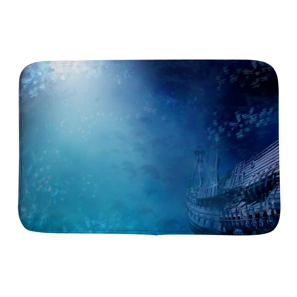 Tapis de bain CHEHONG poisson bleu profond 60x90cm en polaire