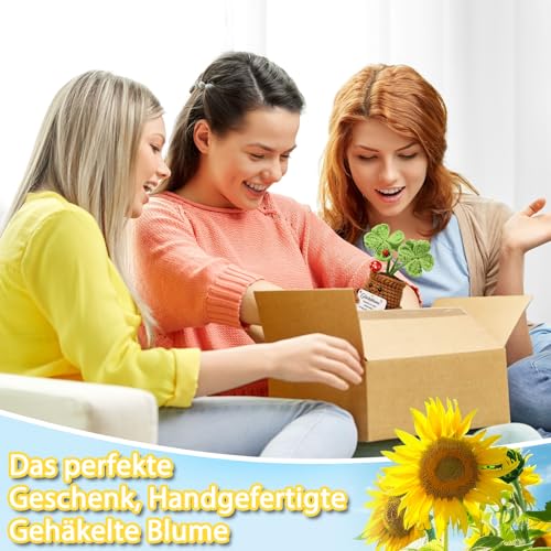WenmthG Pocket Hug Glücksbringer Gestrickte Vierblättriges Kleeblatt Geschenk Glück für Frauen Männer Freunde Kollegen Famili, Motivation Anti Stress Geschenke Positive Kartoffel Deutsch Ersatz - 1 St