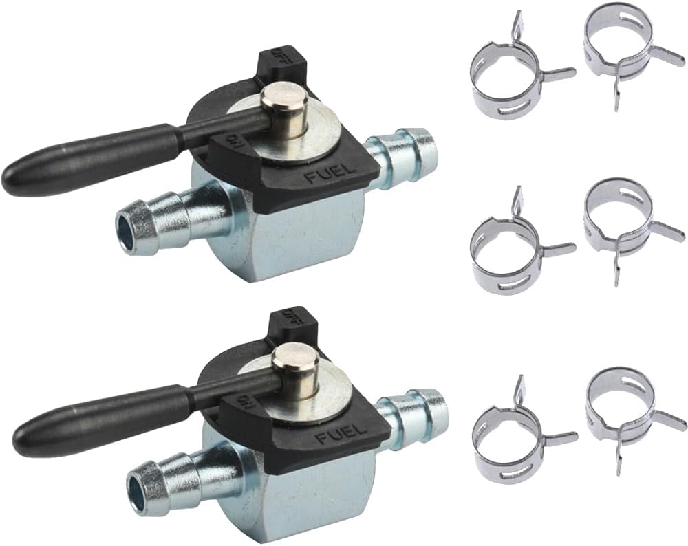 Fuel Shut Off Valve 1/4 Inch Line (Pack of 2) with clamp Fit for 180 Degree Oregon 07-403 07403 Scag 48568 Sunbelt B1SB868 Heavy-Duty Inline Cut Petcock Diesel Petrol Gas Shut Off Valve