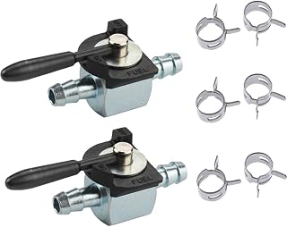 Fuel Shut Off Valve 1/4 Inch Line (Pack of 2) with clamp Fit for 180 Degree Oregon 07-403 07403 Scag 48568 Sunbelt B1SB868 Heavy-Duty Inline Cut Petcock Diesel Petrol Gas Shut Off Valve