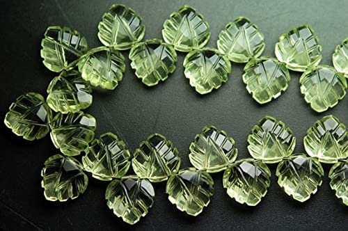 Quartz vert citron sculpté en cœur de 14mm pour créations haut de gamme