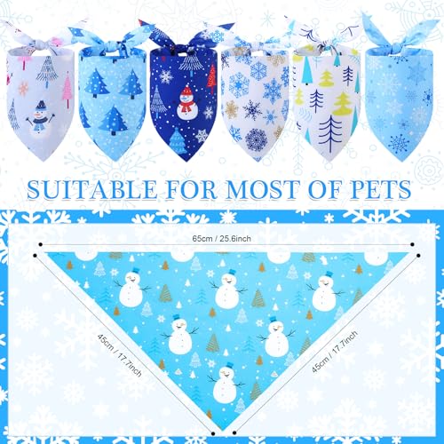 Image of Abbylike 50 Pcs Winter Dog Bandanas Bulk, Blue Snowflake Snowman Penguin