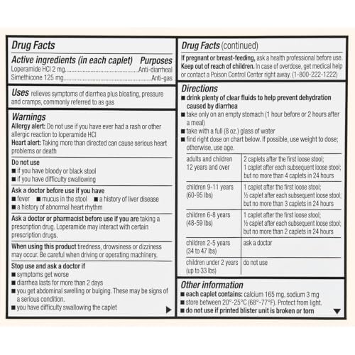 Foster & Thrive Anti-Diarrheal Anti-Gas Multi-Symptom Relief 24 Caplets with Loperamide Hydrochloride and Simethicone, Treatment of Diarrhea, Gas, Bloating, Cramps & Pressure, 12 Caplets (Pack of 2)