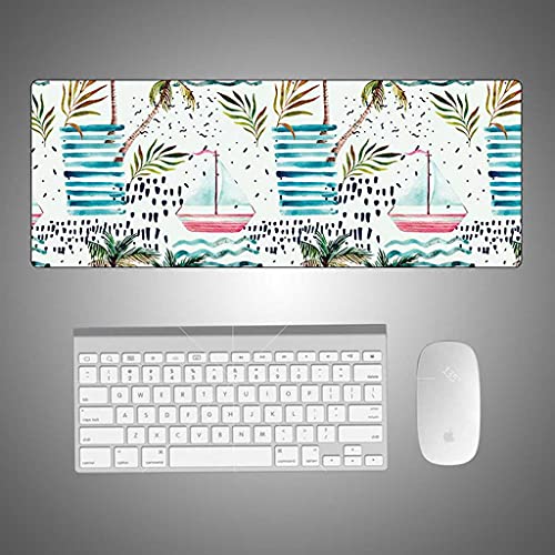 KJXNED Mouse Pad Grande Gaming Pintura De Barcos De Coco 3D Alfombrilla Ratón 700x300 mm con Superfine Fiber Surface Smooth Base de Goma Antideslizante para Oficina Gamers PC Portátil Ordenador