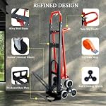 3-in-1 Industrial Convertible Hand Truck Dolly,1000 lbs Capacity Aluminum Hand Truck for Stairs,Hand Trucks Heavy Duty Dolly Cart with Stair Climbing Wheels for Moving,Transport(Red)