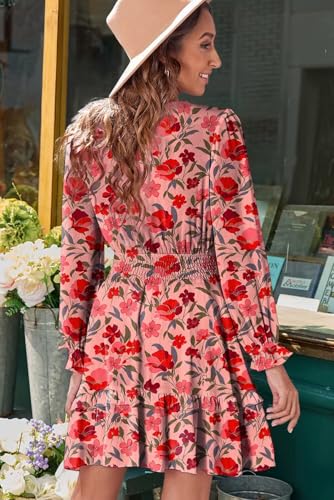 Image of Dokotoo Womens Casual Spring Fall 2025 Deep V Neck Knotted Tiered Chiffon Elegant Mini Short Swing Skater Dresses