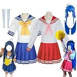 [七転び八起き] らき☆すた 泉こなた 美水かがみ コスプレ ウィッグ追加購入可 JK制服 セーラー服 陵桜学園 コスプレ衣装 アニメグッズ 同人服 仮装 学園祭 文化祭 漫遊展 ハロウィン クリスマス 祝日贈り物 誕生日プレゼント (A（衣装+ウィッグ）,L) [並行輸入品]