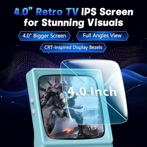 Image of R36TMAX Retro Handheld Game Console, Portable Retro Gaming Console with 4.0 inch CRT-Inspired Screen, 4000mAh Arcade Classics, Supports Multiple Emulators, WiFi Network Battling, 64GB (Blue)