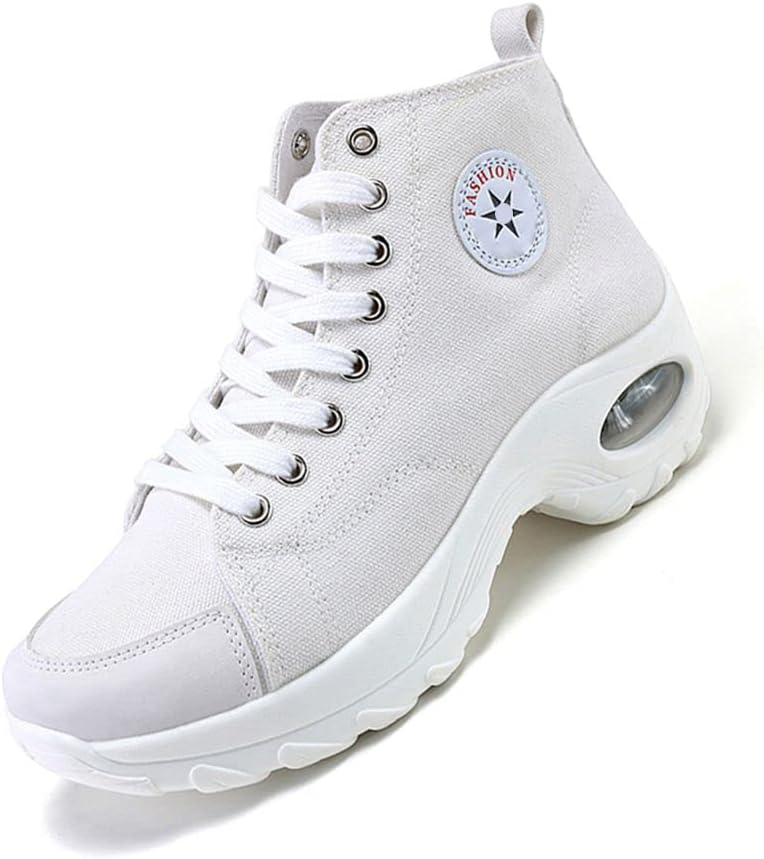 Women's High Top Heightened Sole Air Cusion Causal Fashion Sneakers Canvas Shoes
