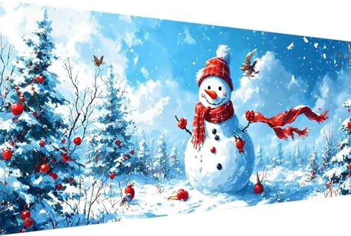 Peinture par numéros adulte avec cadre pour réussir facilement un grand tableau de bonhomme de neige