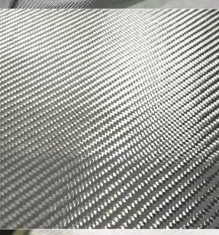 3K 240gsm Bright Silver Plated Glass Fiber Fabric 2x2 Twill 1m Width Commercial Grade for Car Modification (Silvery, 1mx2m)