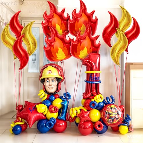 Katchon, 12 Pcs Large Fire Balloons Flames Set - 28 Inch | Fireman Theme Party Balloons For Firefighter Decorations | Inflatable Flames Red | Fake Flames For Firefighter Birthday Party Decorations by KatchOn - Used condition - Image 7
