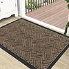 Olanly indoor outdoor mat sturdy natural rubber floor mat non slip low profile waterproof doormat and stain front door mat easy clean patio entrance mat 36×24 brown  urban country home decor