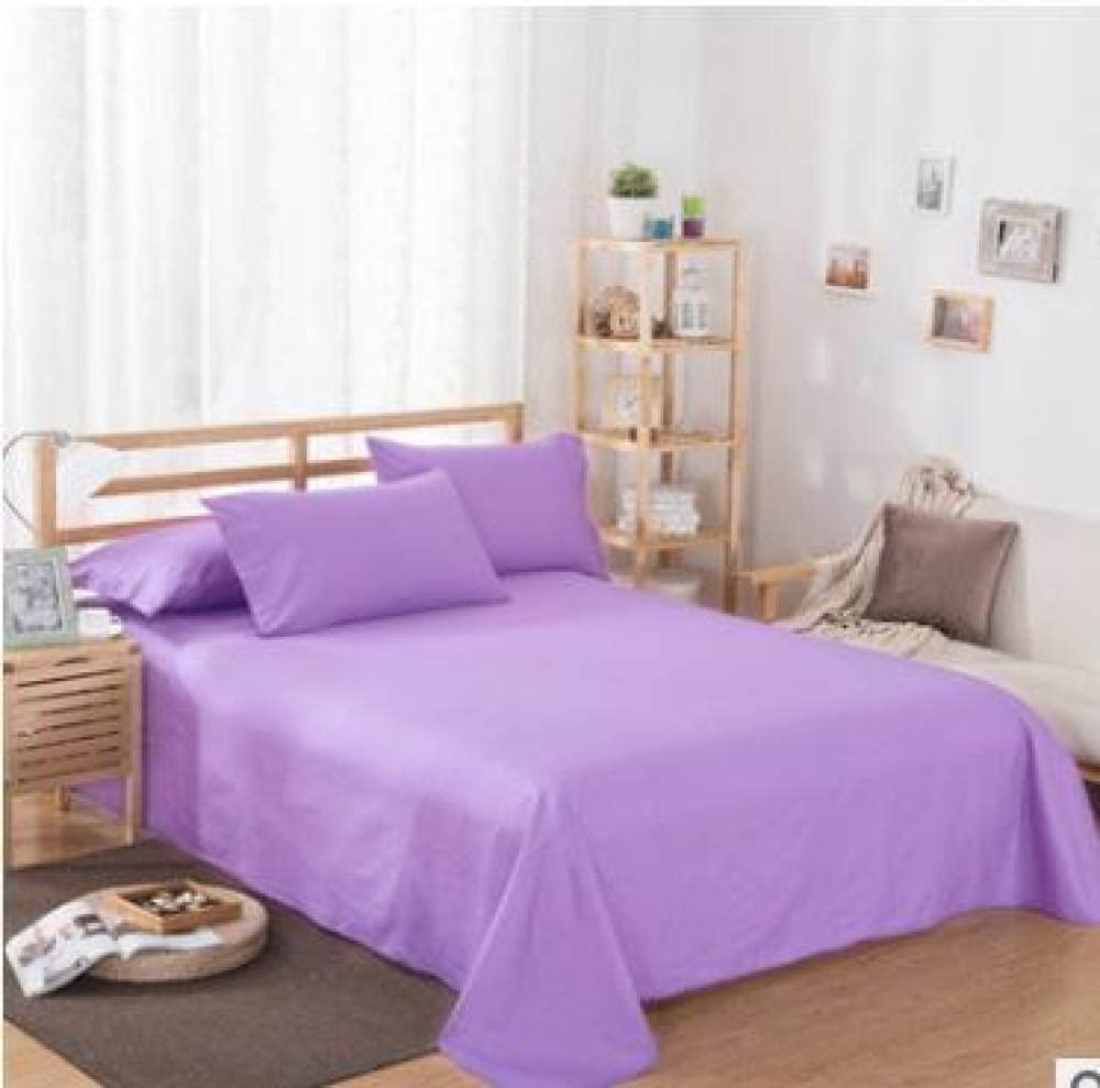 Drap de lit violet en coton peigné drap plat de couleur unie pour lit 230x230cm
