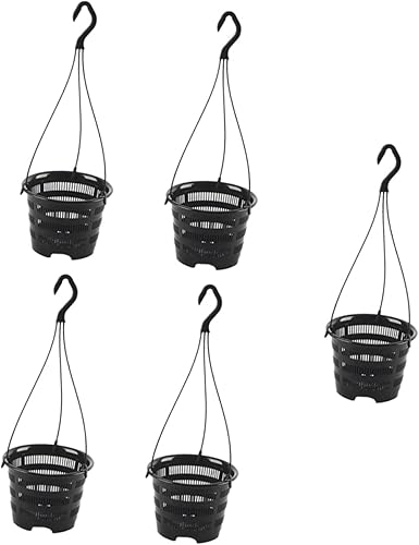 Angoily 5 juegos de macetas negras para suculentas con gancho montado asas de barandilla suministros de pared contenedores delicados para plantas