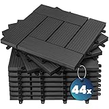 Casaria® Set Baldosas Exterior WPC Losetas Jardín Aspecto Madera Antideslizantes Rejilla Drenaje Resistente Intemperie Suelo Terraza Balcón Patio Cubiertas Interior Sistema Clic Antracita 30x30cm 4m²