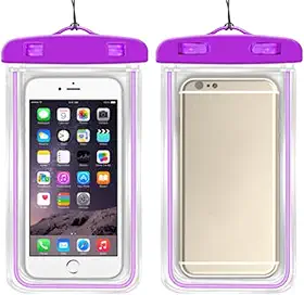 Capa Case Kit 2 Unidades A Prova D'água Impermeável para Celular Smartphone Capinha com Alça Universal Proteção 360º Completa Sensível ao Toque (Roxo)